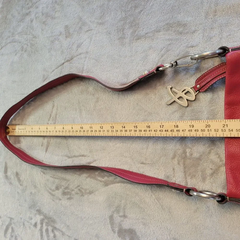 B.Makowsky Women's Crossbody Bag Genuine Leather, Raspberry Red Chic Minimalist